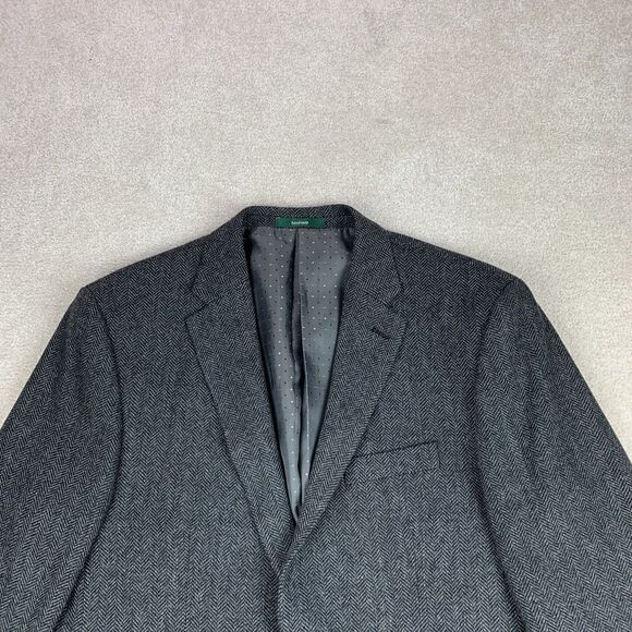 Emerald Isle Weaving Sport Coat Mens 46R Gray Herringbone Wool Blend Handmade - Picture 2 of 16